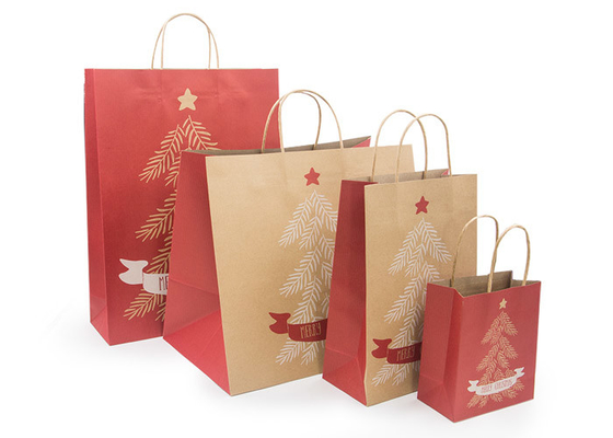 Empaquetado de lujo creativo hecho a mano de la Navidad/bolsas de papel de Brown de la Navidad