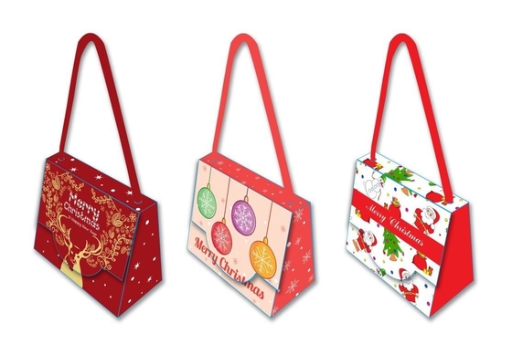 calidad El regalo único decorativo de la Navidad empaqueta la manija del algodón de la raspa de arenque de 300 G/M fábrica