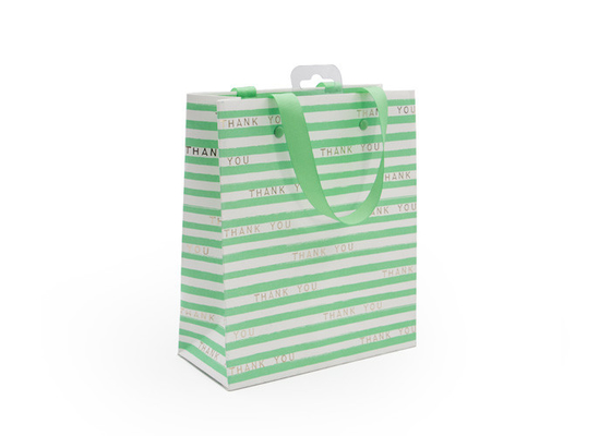 Good price Bolsas de papel rayadas amistosas verdes de Eco con la laminación brillante de las manijas en línea