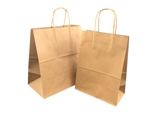 Good price Las bolsas de papel recicladas de Brown Kraft para se llevan la comida con el sellado de la hoja de las manijas en línea