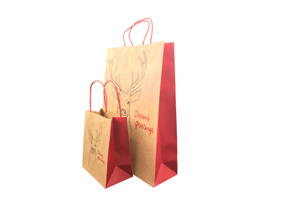 Good price La Navidad de lujo biodegradable que empaqueta, bolsos del regalo de la Navidad del papel de Brown en línea