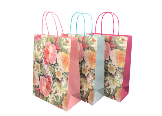 Good price Diseño de papel promocional sostenible exquisito del estampado de plores de los bolsos del regalo en línea