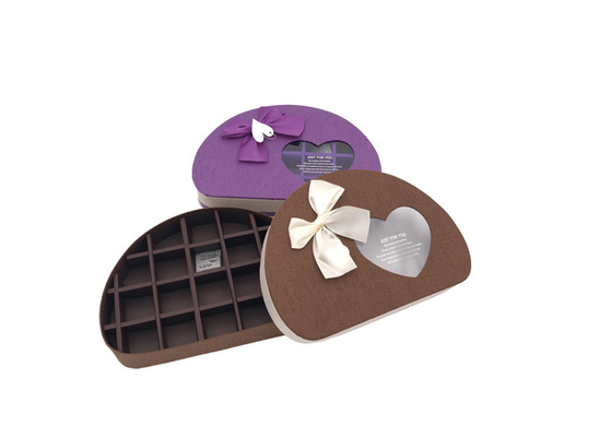 Good price Media caja redonda preciosa del chocolate con los arcos de la cinta y la ventana clara, púrpuras en línea