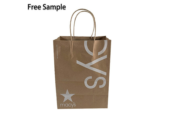 Good price bolsas de papel de 40gsm FSC CMYK Brown Kraft con la manija en línea